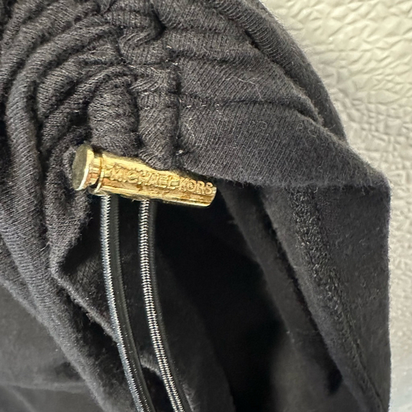 Michael Kors Tee Shirt Dress with Ruching Medium Women’s Black Gold Short Sleeve - Picture 7 of 13